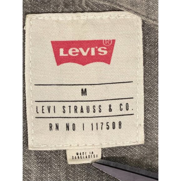 Levis Mens M Long Sleeve Button-Up Dip Dye Shirt Gray & Cream - Picture 10 of 15